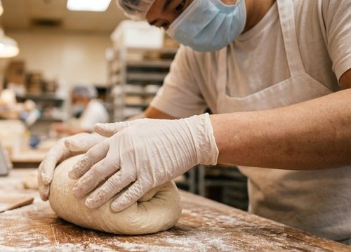 พนักงานสวมหมวก ถุงมือ แมส มาตรฐานสุขอนามัย ร้าน OVEN